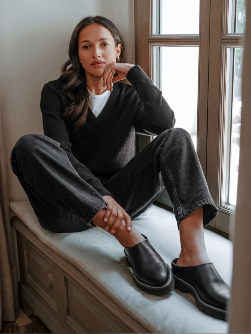 Jenni Kayne Black Leather Mule Clogs